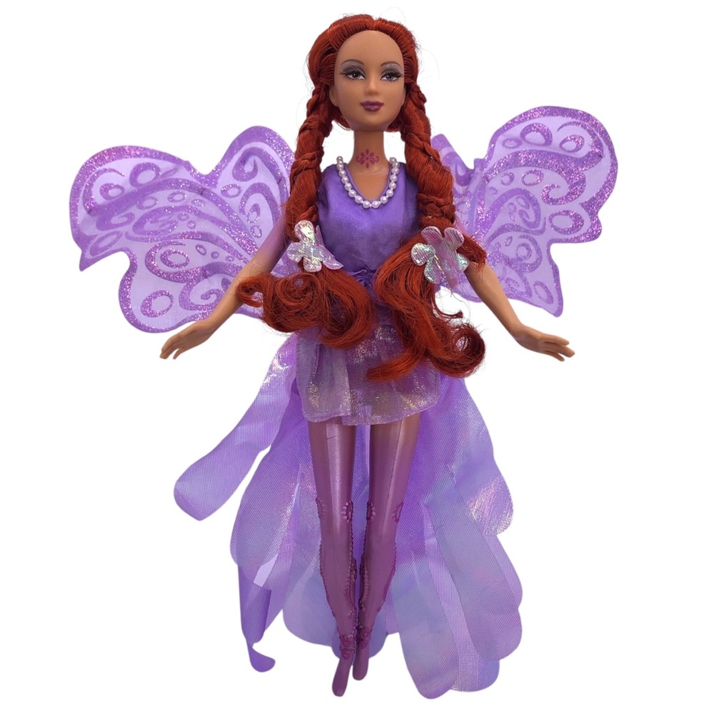 Mattel 1999 Barbie Fairytopia Fairy Lenara Doll Red Hair Rooted Lashes & Wings